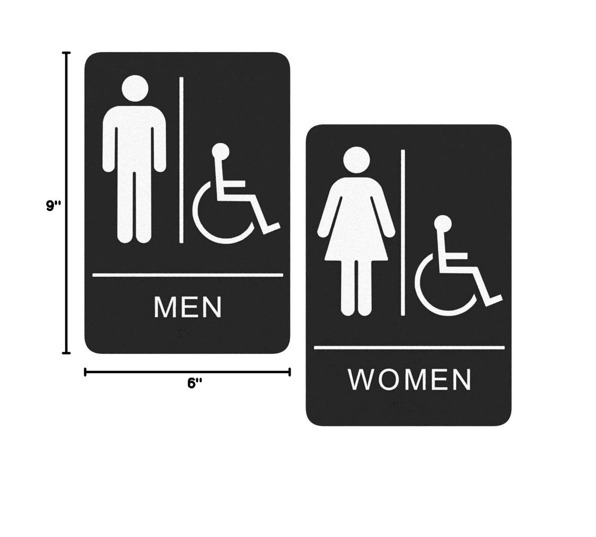 ExcelMark Restroom Sign for Business - ADA Compliant Braille Bathroom Sign with Double Sided Tape to Secure Perfectly in Less Than a Minute - Size 9 x 6 Inch (Men's & Women's Handicap Set) Men's & Women's Handicap Set