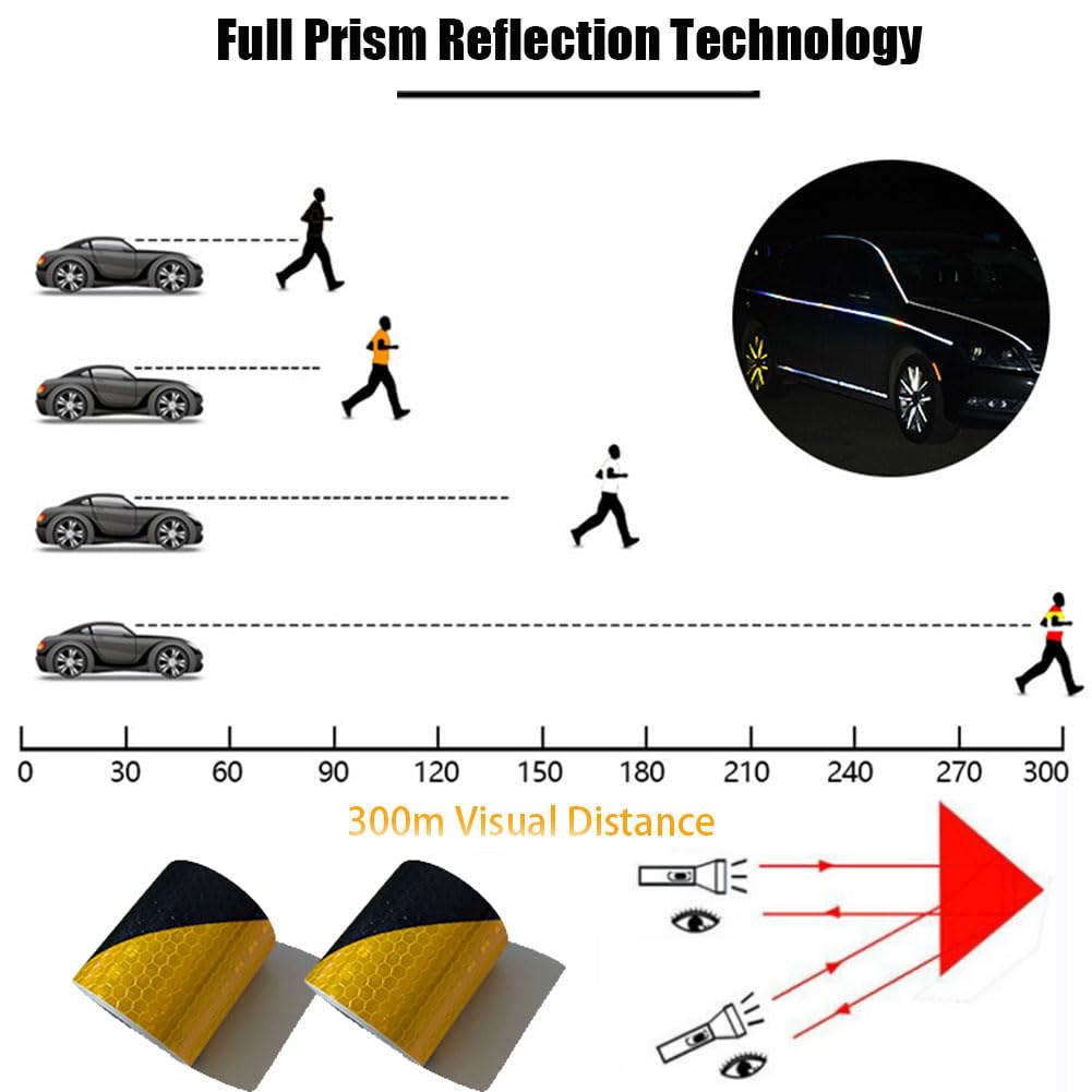 Reflective Tape - Outdoor Waterproof Black Safety Tape 2" X10' Reflective Stickers for Trailers, Vehicles & Boat
