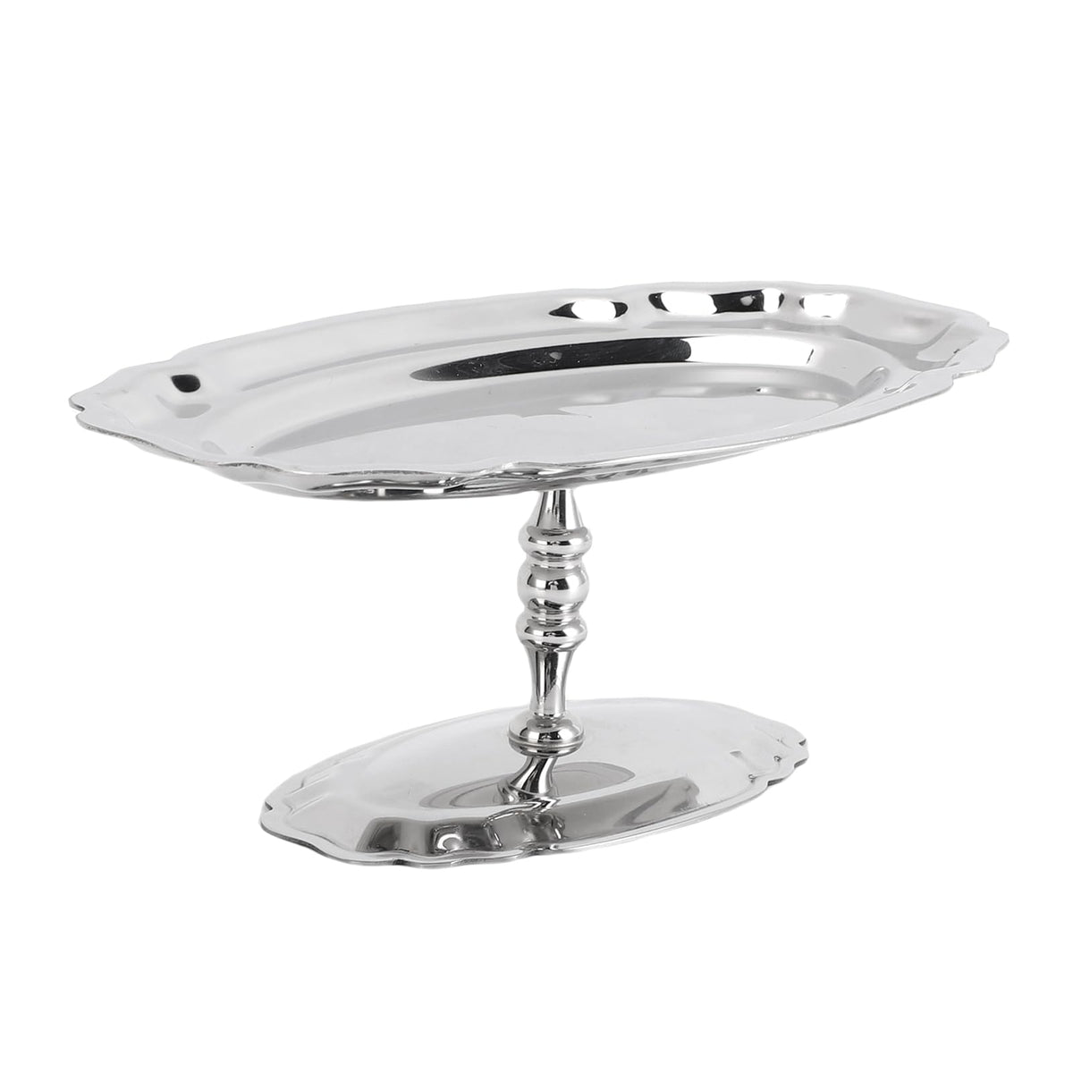Dessert Platter with Pedestal, 304 Stainless Steel Oval Footed Plate