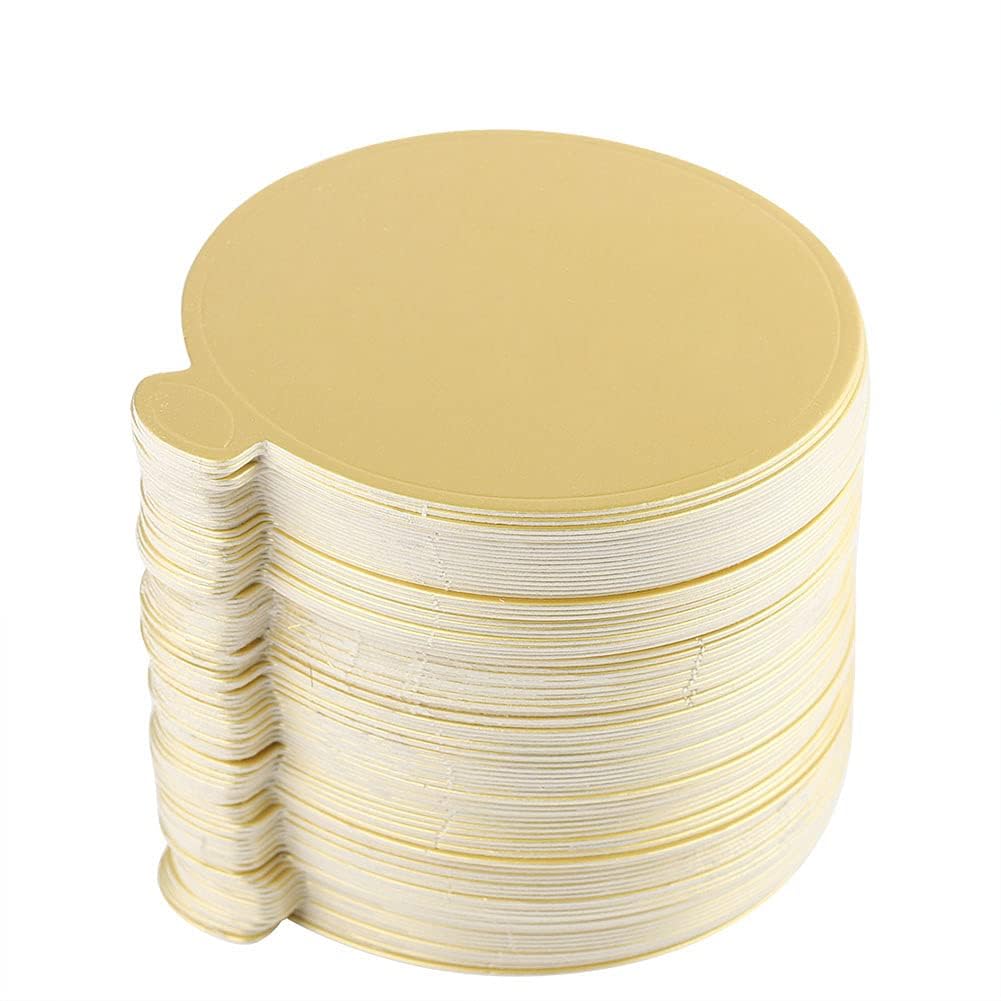 100 Pcs Gold Paper Cake Boards Mousse Cupcake Dessert Display Trays 3.54 Inch Round for Pastries Wedding Birthday Party