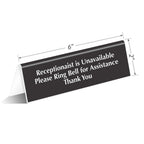 SmartSign "Receptionist is Unavailable, Please Ring Bell for Assistance" Tabletop Tent Sign | 2" x 6" Acrylic