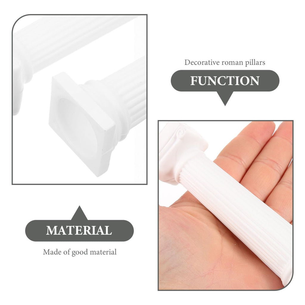 Totority Mini Roman Pillar Greek Columns, 6Pcs White Plastic Roman Column Set for Tiered Cakes Stacking, 6.7 Inch Miniature Pillars Decor for Wedding Photography Props