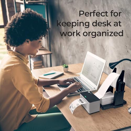 MUNBYN External Rolls Label Holder, 2 in 1 Fan-Fold Stack Paper Holder for Desktop Thermal Label Printer (Pack of 2) Large (Pack of 2)