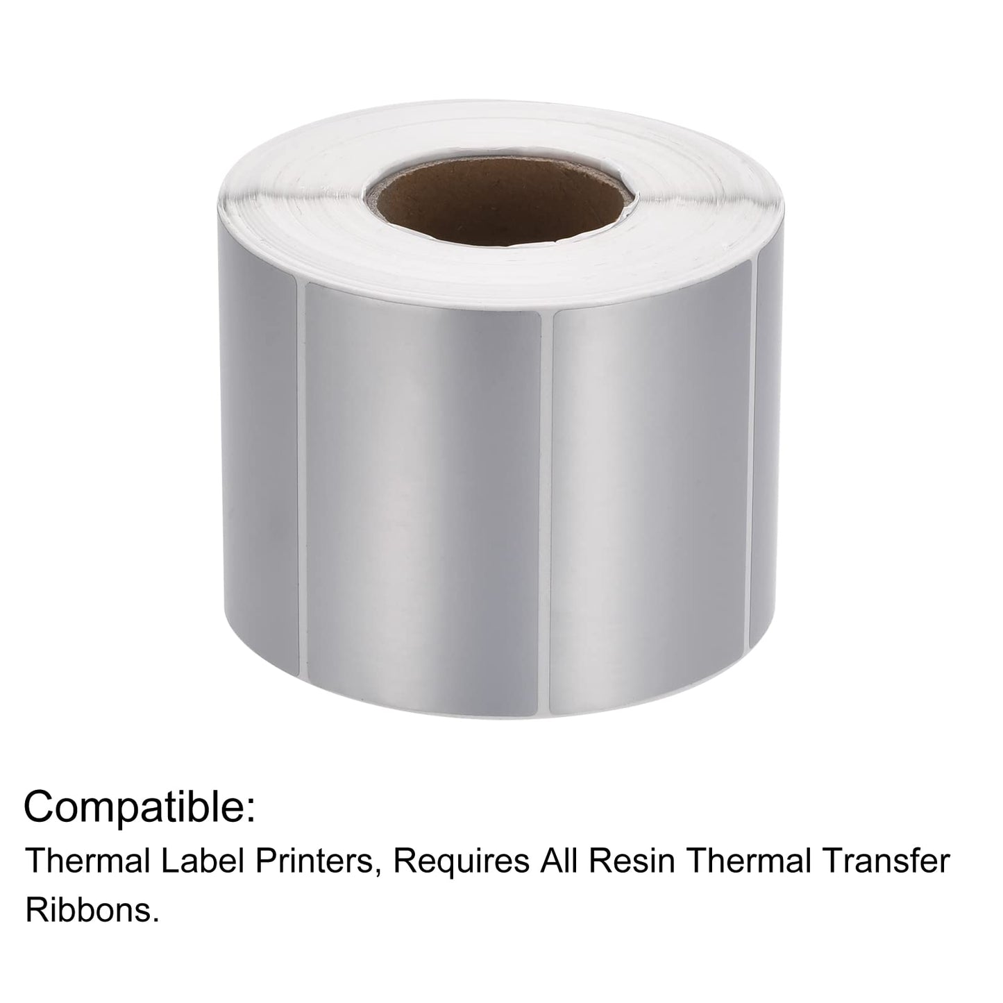 MECCANIXITY Direct Rectangle Label Sticker Metallic Silver 2.76x1.57 Inch in 1 Row for Packaging, Craft Projects 1000 Labels 1 Roll 70x40mm