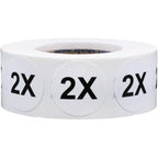 White Circle 2X Clothing Size Stickers - 3/4 Inch Round, 500 Adhesive Labels Per Roll for Retail Apparel, Clothing Organization, and Inventory - Made in The USA