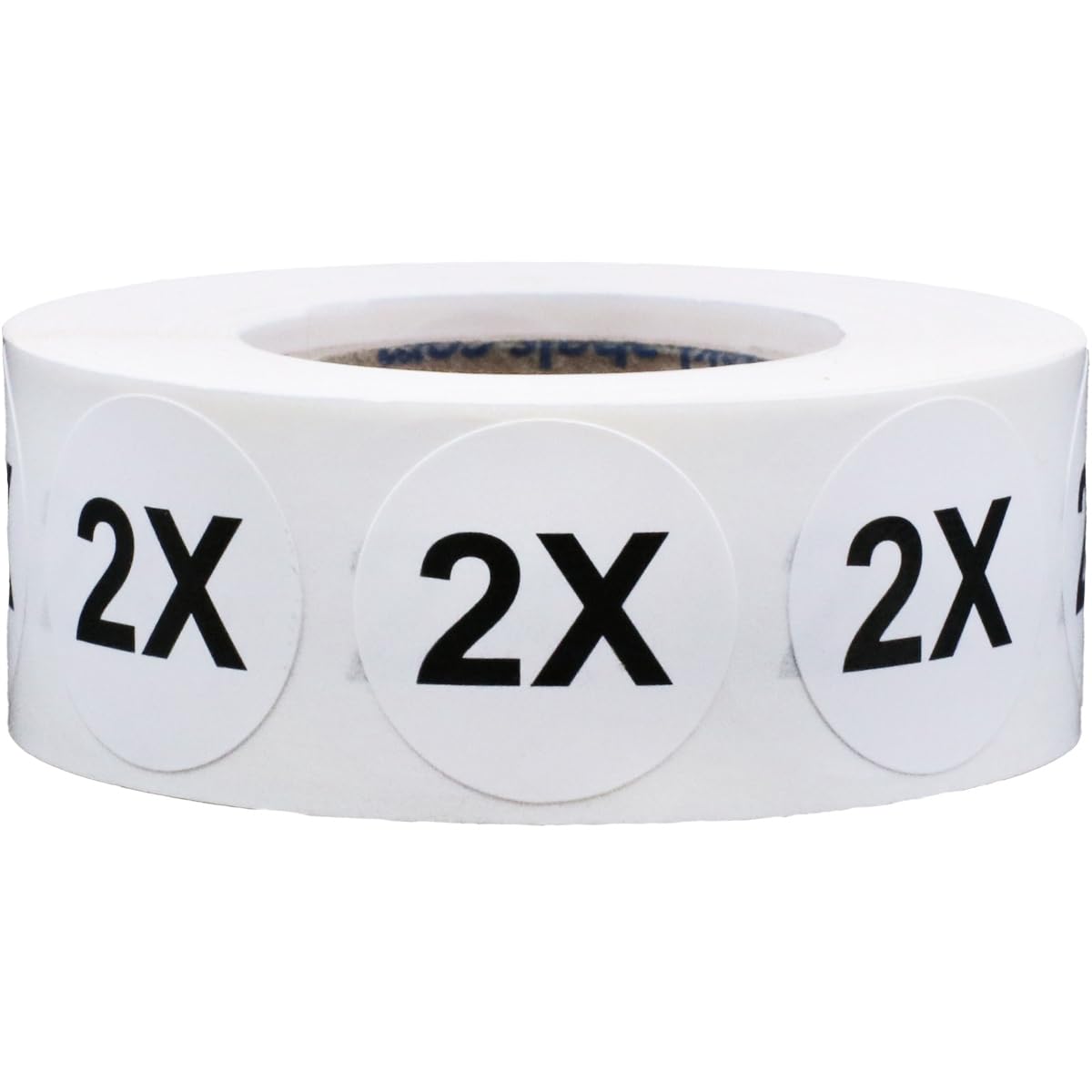 White Circle 2X Clothing Size Stickers - 3/4 Inch Round, 500 Adhesive Labels Per Roll for Retail Apparel, Clothing Organization, and Inventory - Made in The USA