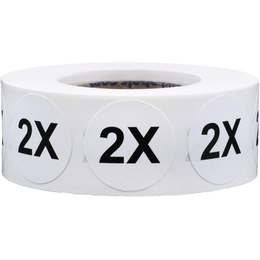 White Circle 2X Clothing Size Stickers - 3/4 Inch Round, 500 Adhesive Labels Per Roll for Retail Apparel, Clothing Organization, and Inventory - Made in The USA