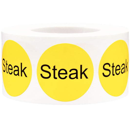 Yellow with Black Steak Circle Dot Adhesive Stickers, 1 Inch Round Labels, 500 Total Stickers