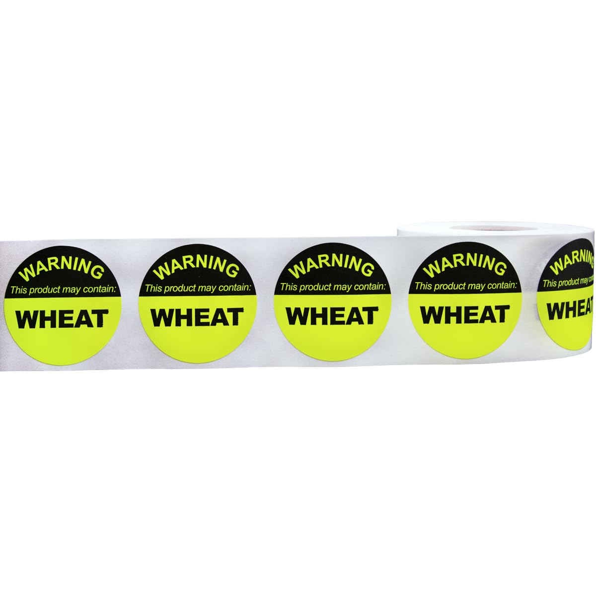 Food Allergy Warning Labels This Product May Contain Wheat 1.5 Inch Round Circle Dots 500 Adhesive Stickers