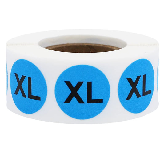 Blue Circle Extra Large XL Clothing Size Stickers for Retail Apparel 0.75 Inch 500 Total Adhesive Labels