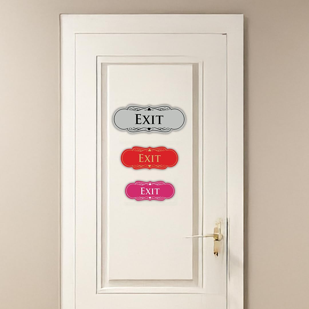Designer EXIT Sign - Black/Gold - Medium (2 Pack) Black Gold 2.75" x 7" - Med (2 Pack)
