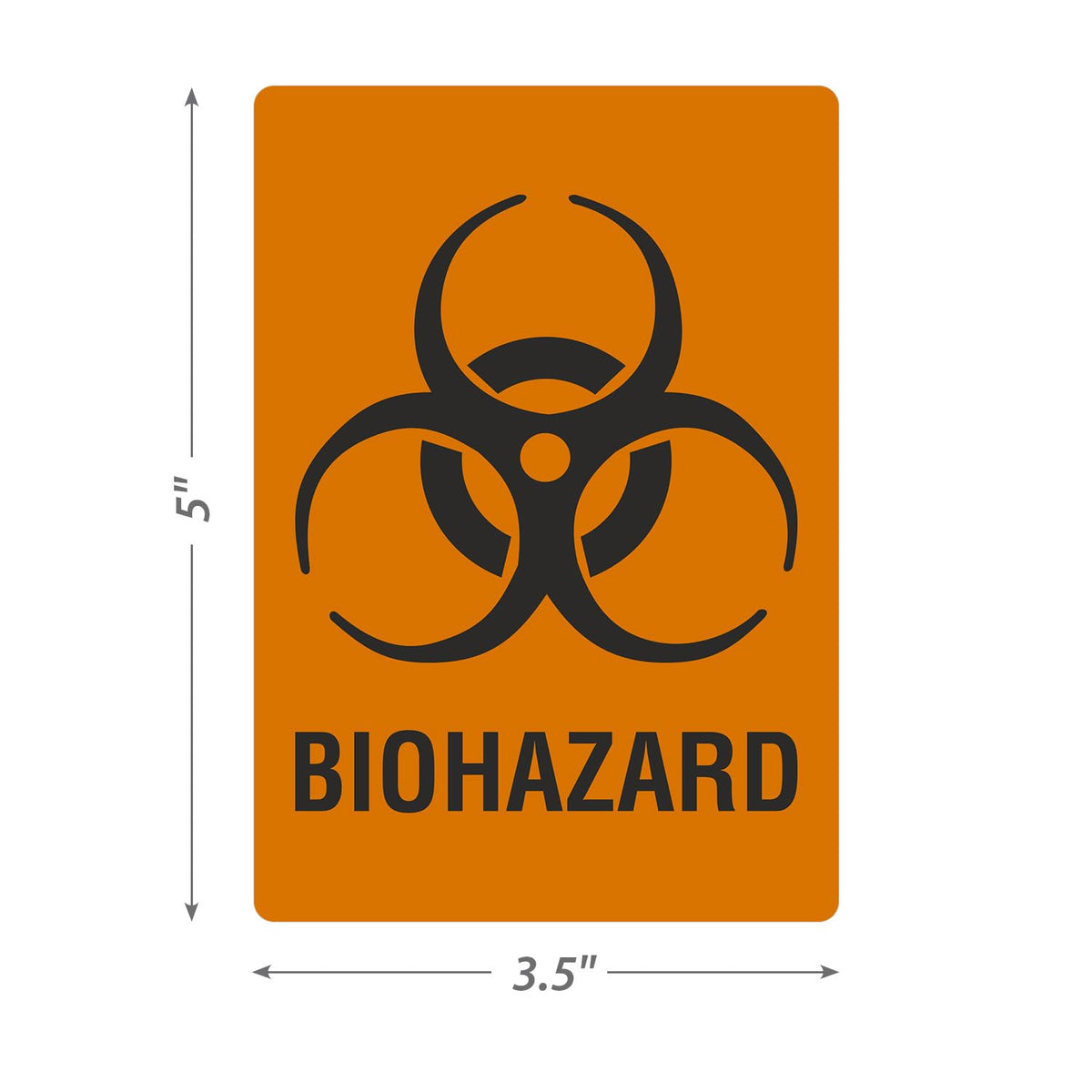 SmartSign (100/Pack) Biohazard Labels with Symbol, 5"x3.5", 4 mil Thick White Polyvinyl Chloride (PVC) with Permanent Adhesive, for Medical/Industrial/Shipping Use, Fluorescent Orange/Black, USA-Made