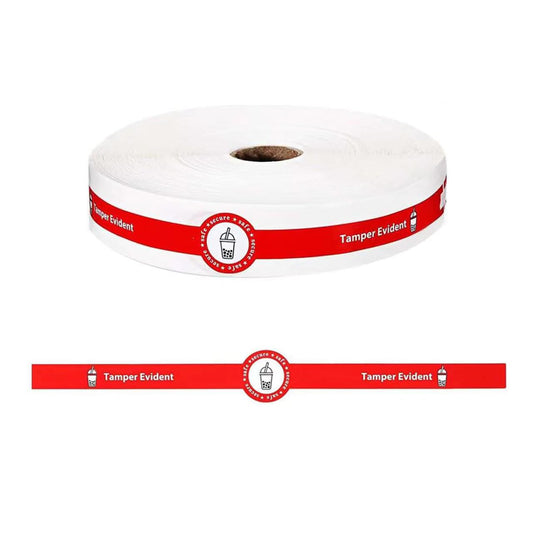 500 Pcs Safe Secure Tamper Evident Seals Stickers for Drink Lids 1" x 9", Food Delivery Stickers Sealed for Freshness Labels Drink Food Seal Stickers