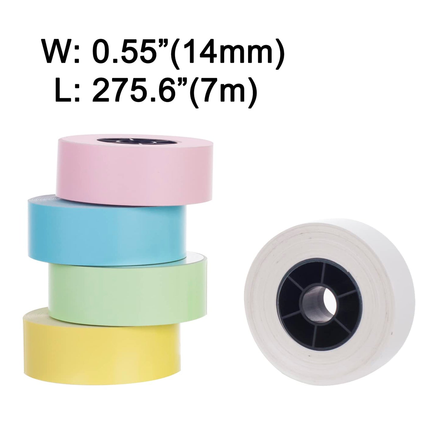Label Maker Tape, Pink Continuous Paper Label Printer Tape Roll Waterproof Self-Adhesive Labels Tape Refills for HP1 Label Maker DIY Labeling Tape Replacement Labels 0.42 inch x 21' (2PCS)