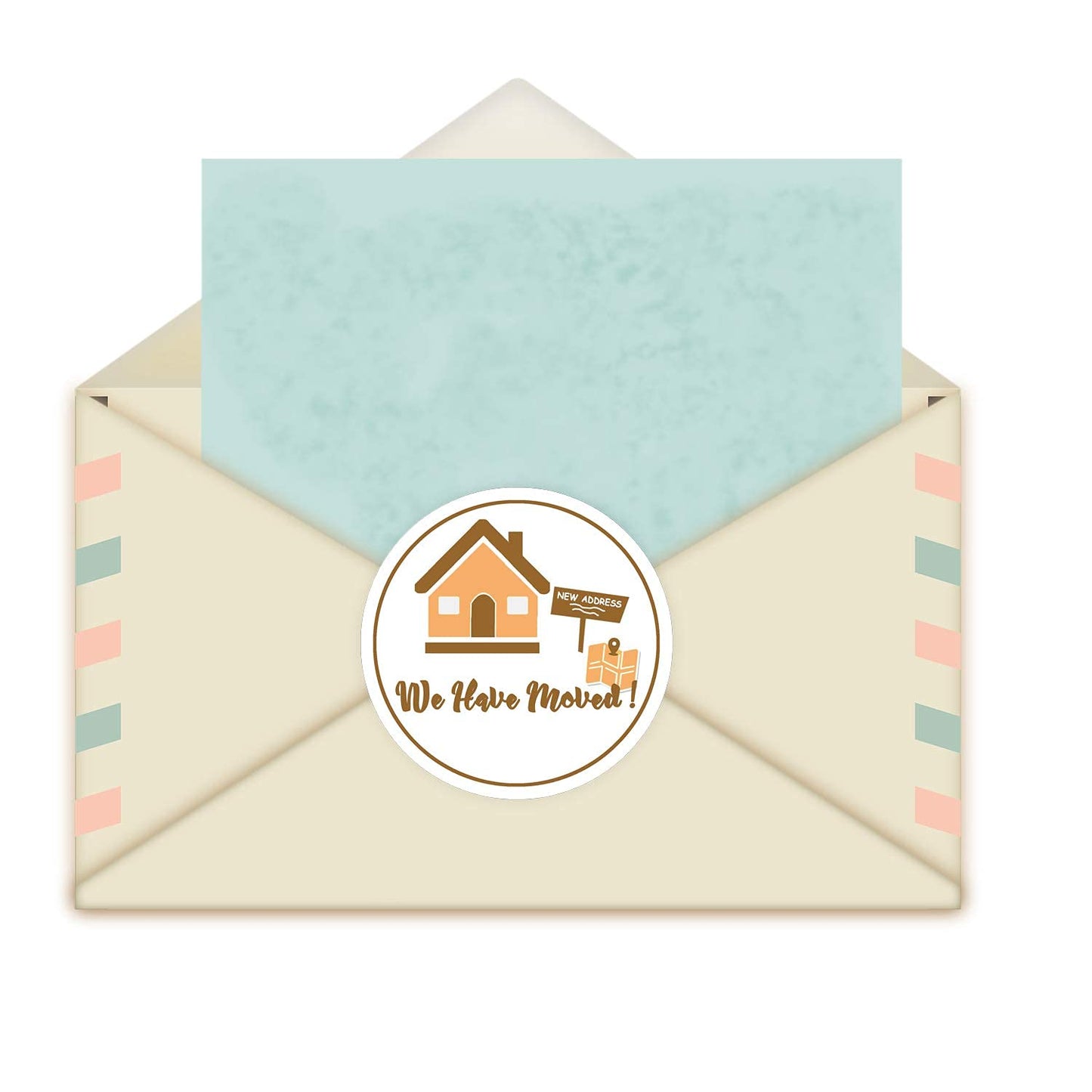 We Have Moved Stickers,Self-Adhesive New Address Envelope Seals,1.5 Inch Change of Address Moving Announcement Label Sticker,160 Pcs per Pack