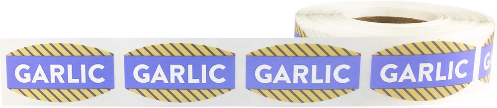 Garlic Grocery Store Food Labels .75 x 1.375 Inch Oval Shape 500 Total Adhesive Stickers Garlic