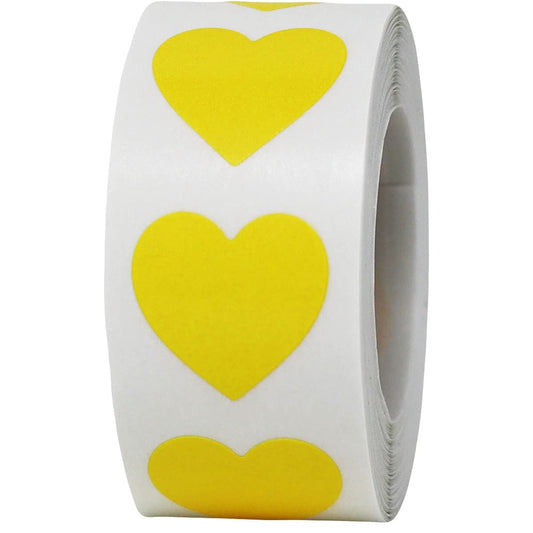 Yellow Heart Stickers Valentine's Day Crafting Scrapbooking 0.75 Inch 500 Adhesive Stickers Yellow