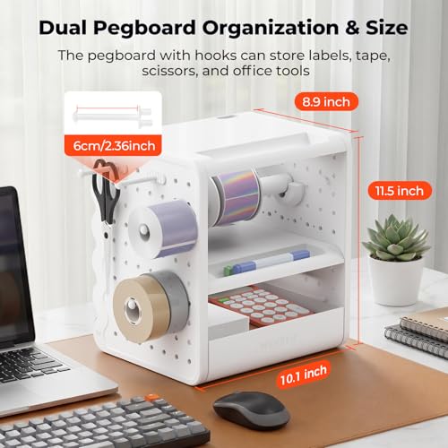 MUNBYN ILH03 5-in-1 Desk Organizer with Drawers, Hooks+Thermal Direct Shipping Label (Pack of 500 4x6 Fan-Fold Labels)