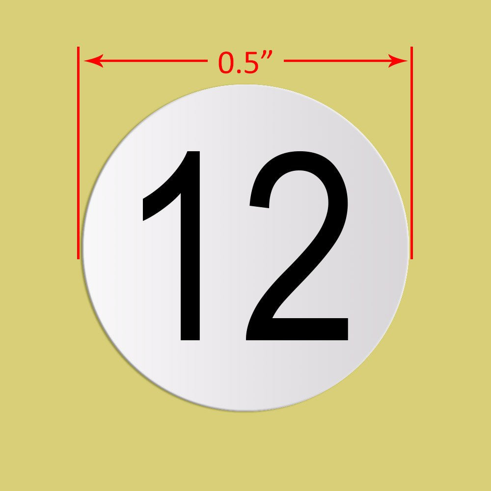 dealzEpic number 12 round self-adhesive stickers on colorful sheets, ideal for labeling and organizing inventory or storage.