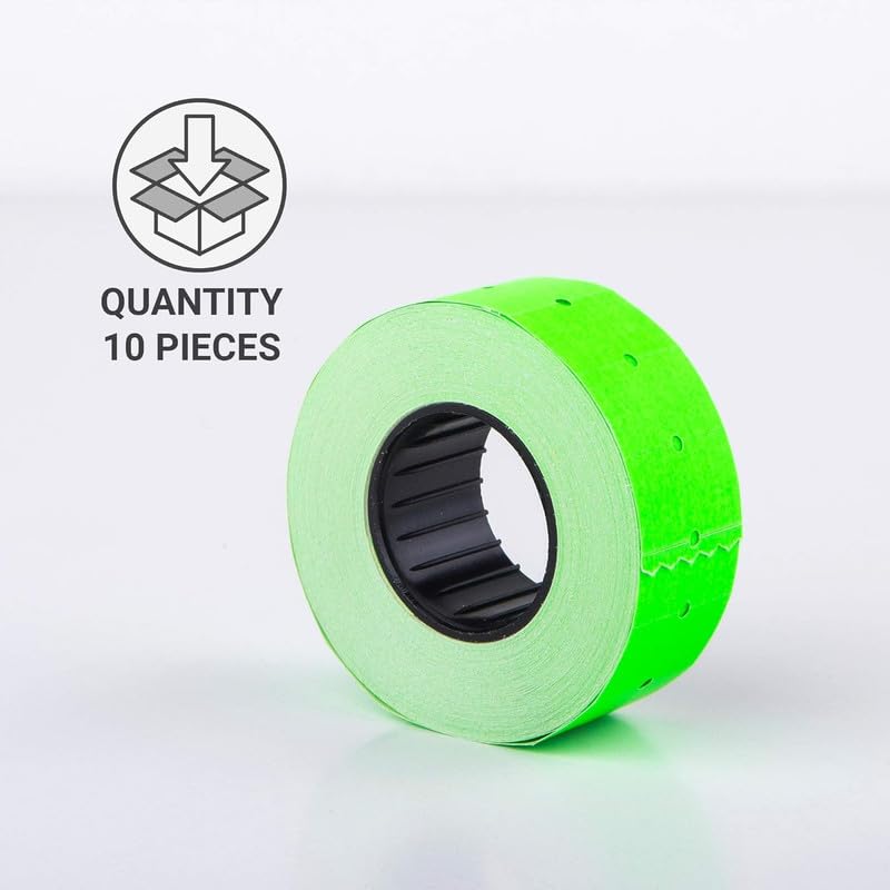 (10 Rolls - 10000 pcs) 0.82" x 0.47" (21 x 12 mm) Green Paper Sticker Price Gun Pricemarker Labels MX-5500 (Green) 10 Rolls (10000 labels)