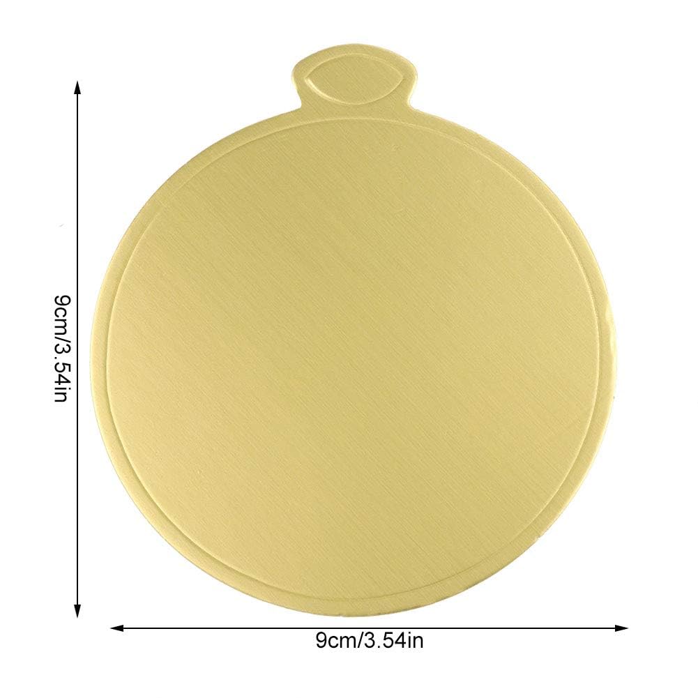 100 Pcs Gold Paper Cake Boards Mousse Cupcake Dessert Display Trays 3.54 Inch Round for Pastries Wedding Birthday Party