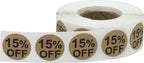 Natural Kraft 15% Off Stickers for Retail, 0.75-inch color-coding labels with adhesive backing 