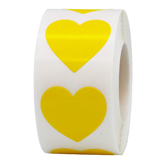 Yellow Heart Stickers Valentine's Day Crafting Scrapbooking 1 Inch 500 Adhesive Stickers Yellow