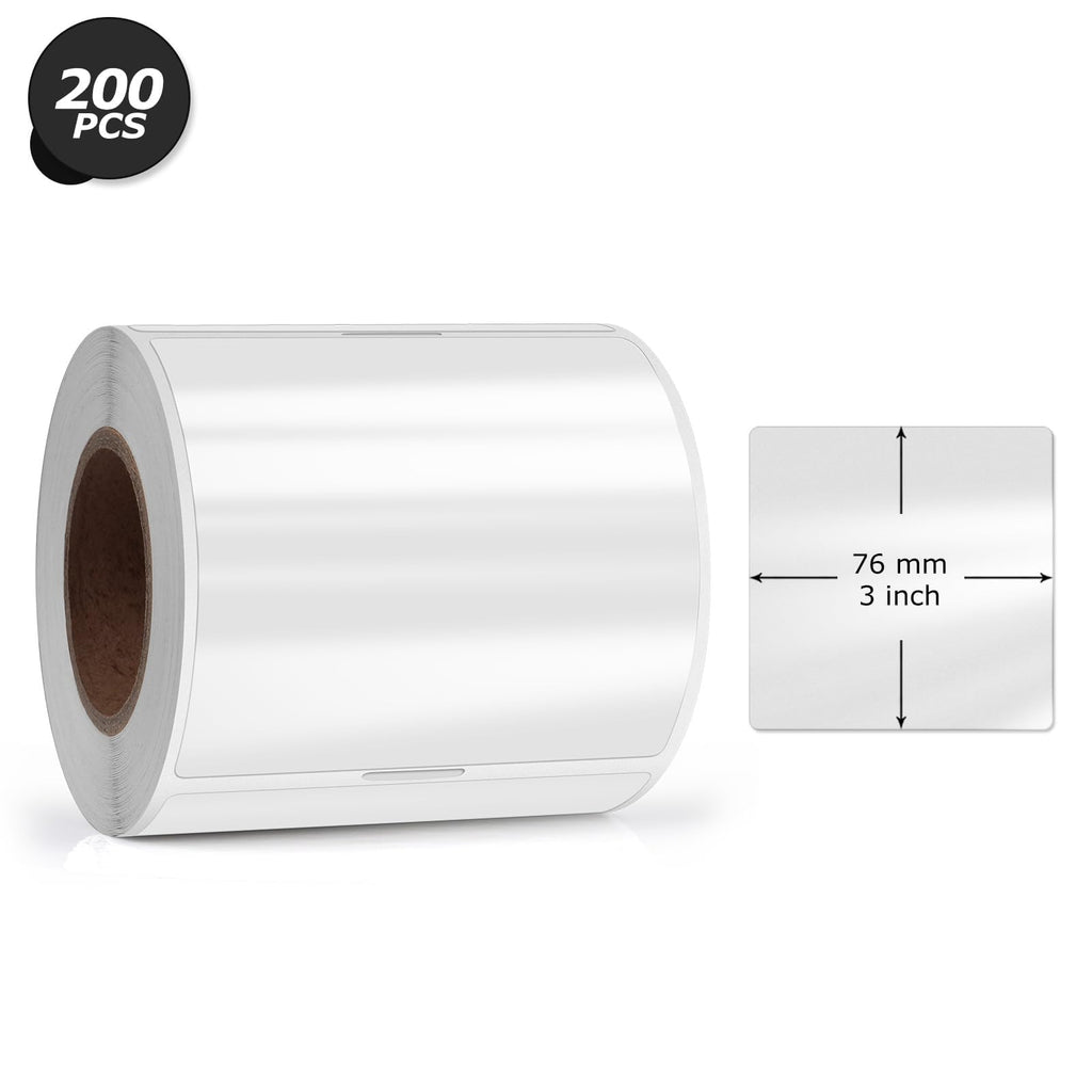 Thermal Labels Vinyl 1.5 Inch Holographic Rainbow & 3 × 3 Inch Clear Bundled