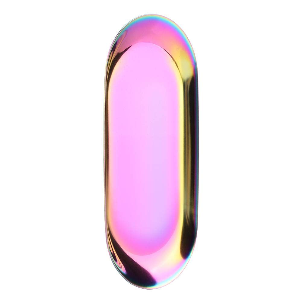 Fdit Nordic Storage Tray Cosmetics Jewelry Stainless Steel Cake Plate for Home Kitchen(Rainbow S)