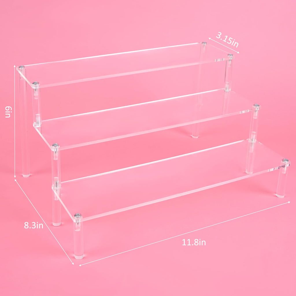 Acrylic Display Risers, 3 Tier Perfume Organizer Stand, Clear Cupcake Stand Holder