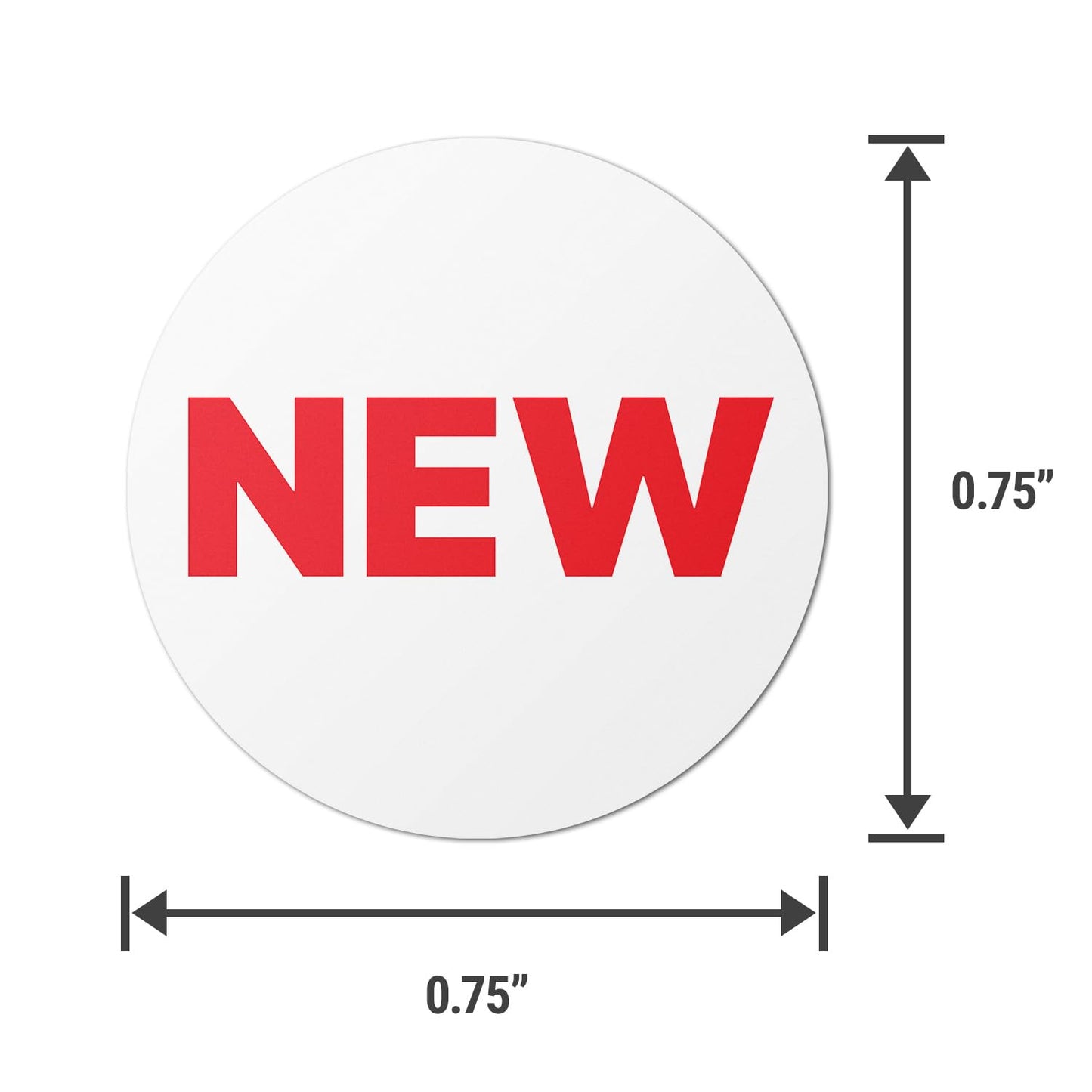 0.75 inch, Circle Dot, 'New' Labels - Item Condition Labels for Identifying Item Condition (300 Labels, Red & White) 300 Labels White & Red
