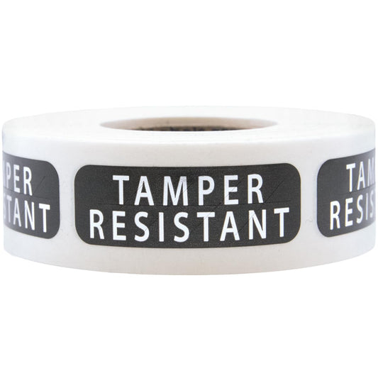 Tamper-Resistant Black Metallic Labels, 0.5" x 1.5" Adhesive Stickers, 500-Pack Black Metalized
