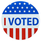 Red, white, and blue I Voted circle stickers, 1.5-inch round color-coding labels in a pack of 500 for election marking