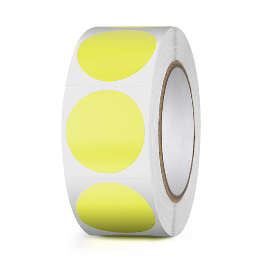 Yellow Circle Thermal Labels Vinyl 1 Inch Self-Adhesive Round Stickers Roll Waterproof Printer Decals Name Tag for QR Code DIY Office Address 500 PCS Yellow