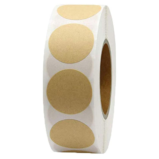 1 Inch Natural Brown Kraft Stickers (1000 Total) - Round Blank Dots Stickers Glossy Writable Paper Labels Brown 1"
