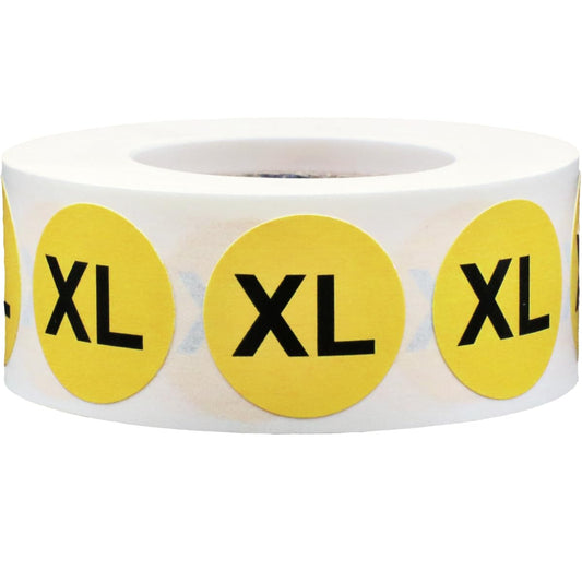 Yellow Circle Extra Large XL Clothing Size Stickers for Retail Apparel 0.75 Inch 500 Total Adhesive Labels