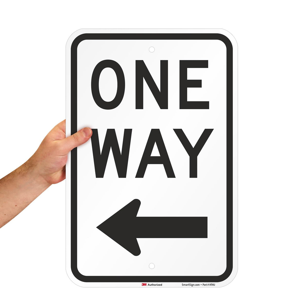 SmartSign One Way Sign with Left Arrow - 12" x 18", 120 mil Aluminum Composite (ACM), Engineer Grade Reflective Material, Black and White, Made in USA 12" x 18" EG ACM - Left Arrow