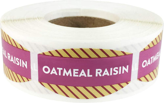 Oatmeal Raisin Grocery Store Food Labels .75 x 1.375 Inch Oval Shape 500 Total Adhesive Stickers Oatmeal Raisin
