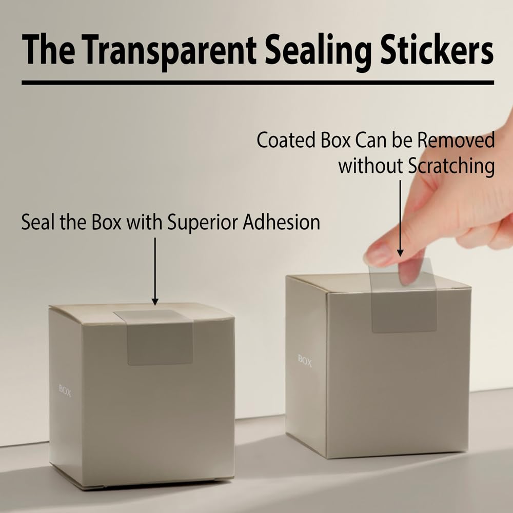 Clear Round Rectangle 1.5x2-inch Seal Stickers (1000 pcs), Transparent Rectangular Sealing Labels for Packages, Boxes, Bags/ ※ Boxes Can be Sealed and Stickers Removed Without Leaving a Trace 1.5×2 inch Rectangle