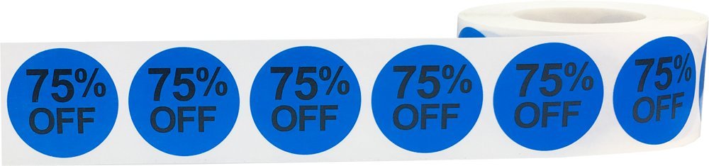 75% Percent Off Stickers for Retail 1 Inch 500 Adhesive Labels