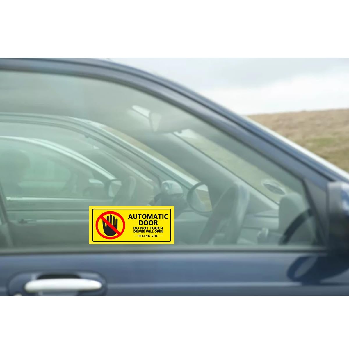 Top label Caution - Automatic Door Window Sign Stickers for Van,Taxi,Ride Vehile,4x2 Inch,15 Pcs Per Pack Yellow