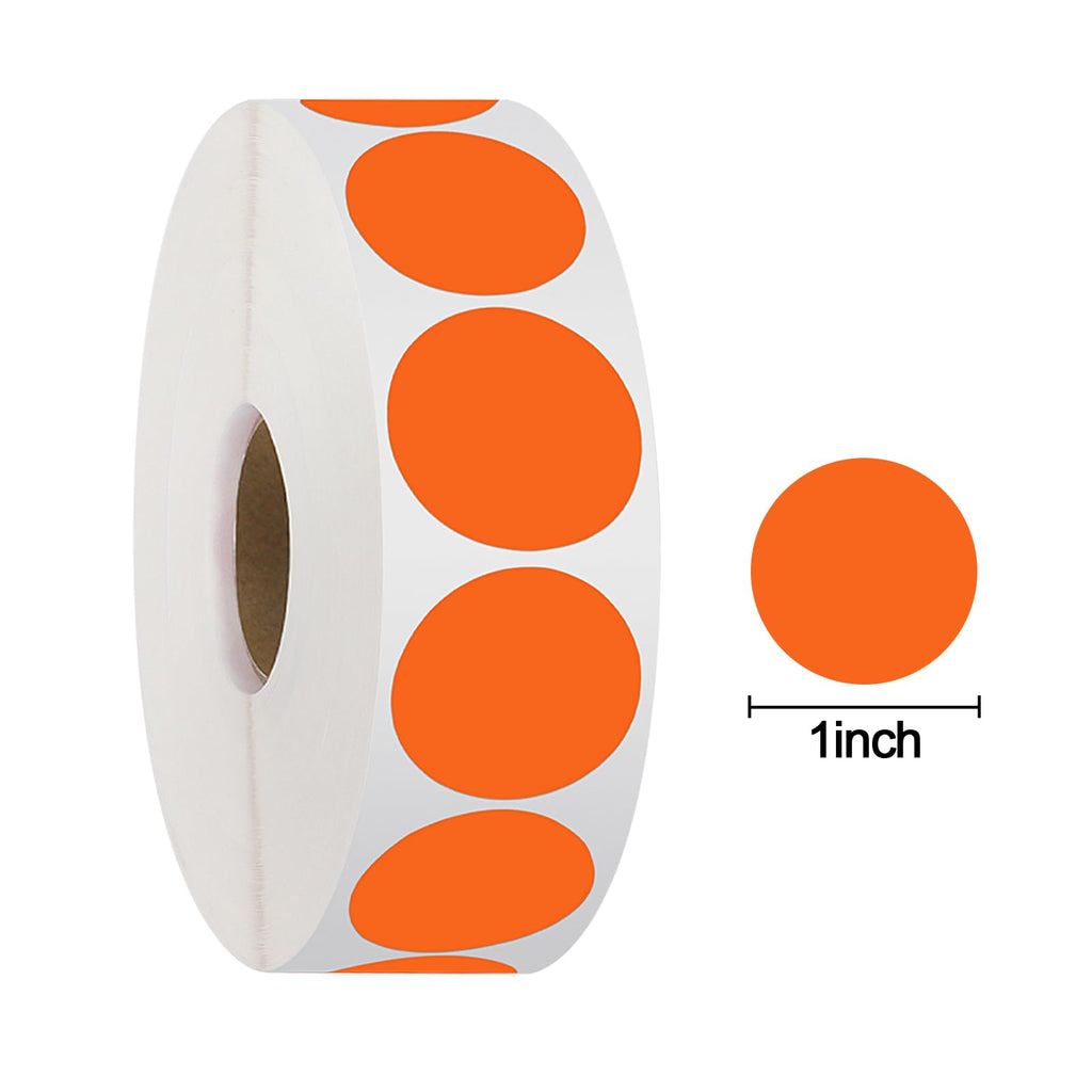 Pack of 2000 Round Color Coding Circle Dots Stickers Labels (1", Orange) 1"