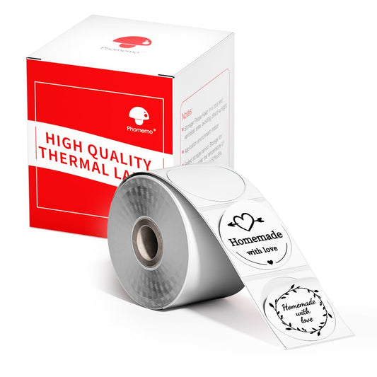 Phomemo Thermal Labels, 0.78''x0.78'' (20x20mm) Multi-Purpose Self Adhesive Label for M110 M220 M221 M120 M200 M150 M250 M260 M108 M100, for DIY Logo Design, 300 Labels/Roll 20x20mm White