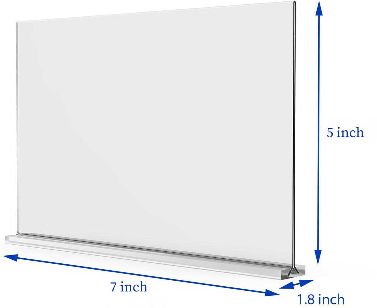 newnewshow Acrylic Sign Holder 7x5 Inch 6 Pack Horizontal T Shape Double-Sided Desktop Display Holder for Office, Shop, Party 7x5 6pack