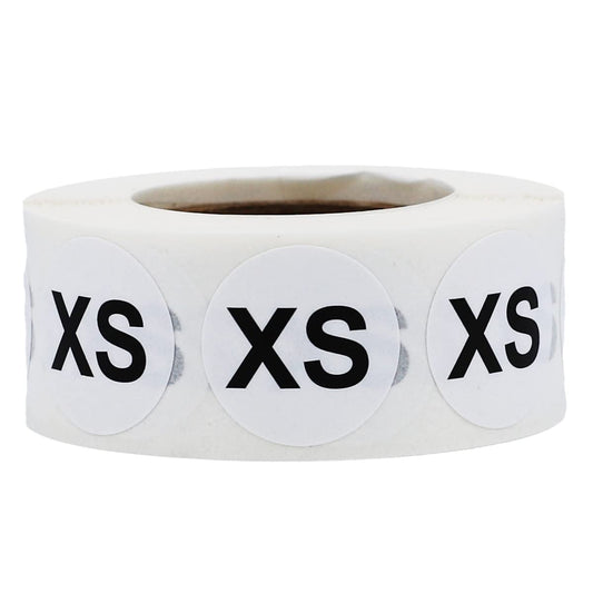 White Circle Extra Small XS Clothing Size Stickers - 3/4 Inch Round, 500 Adhesive Labels Per Roll for Retail Apparel, Clothing Organization, and Inventory - Made in The USA