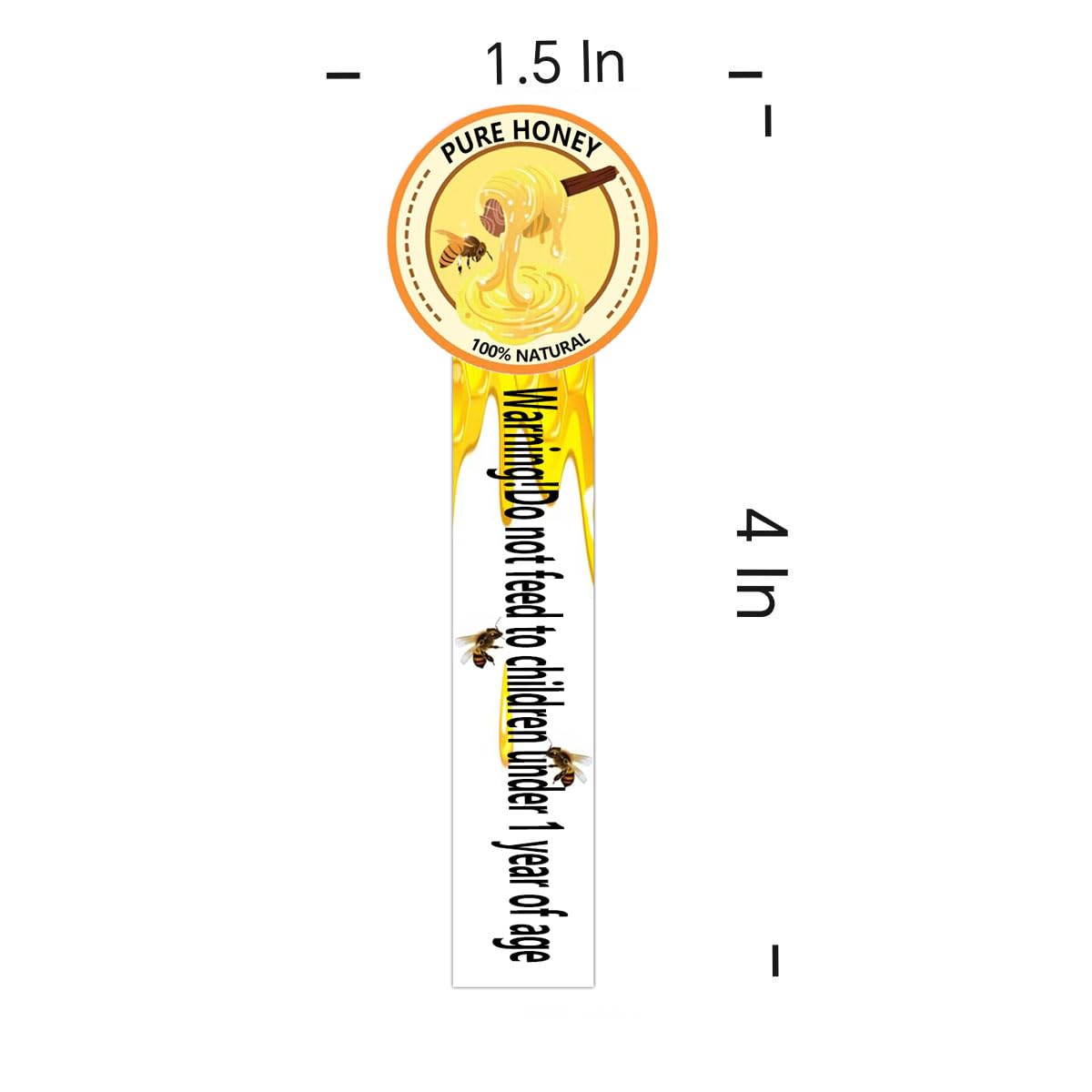 Tamper Proof Honey Stickers Tamper Evident Seals Labels for Honey Jars 1.5×4 Inch Natural Honey Labels(Pack-500)