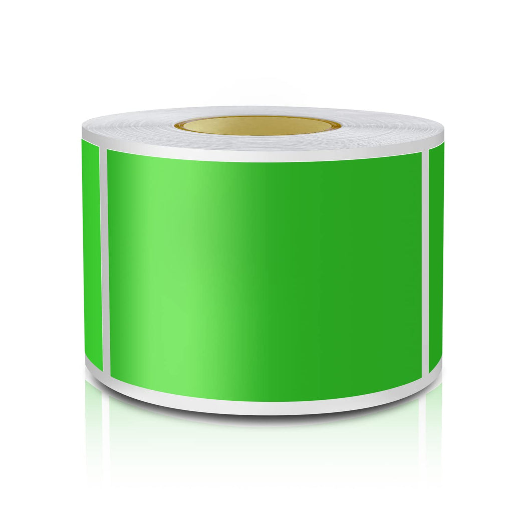 EVQ Green Rectangle Sticker 3 x 2 Inch Colored Vinyl Label Roll 300 PCS