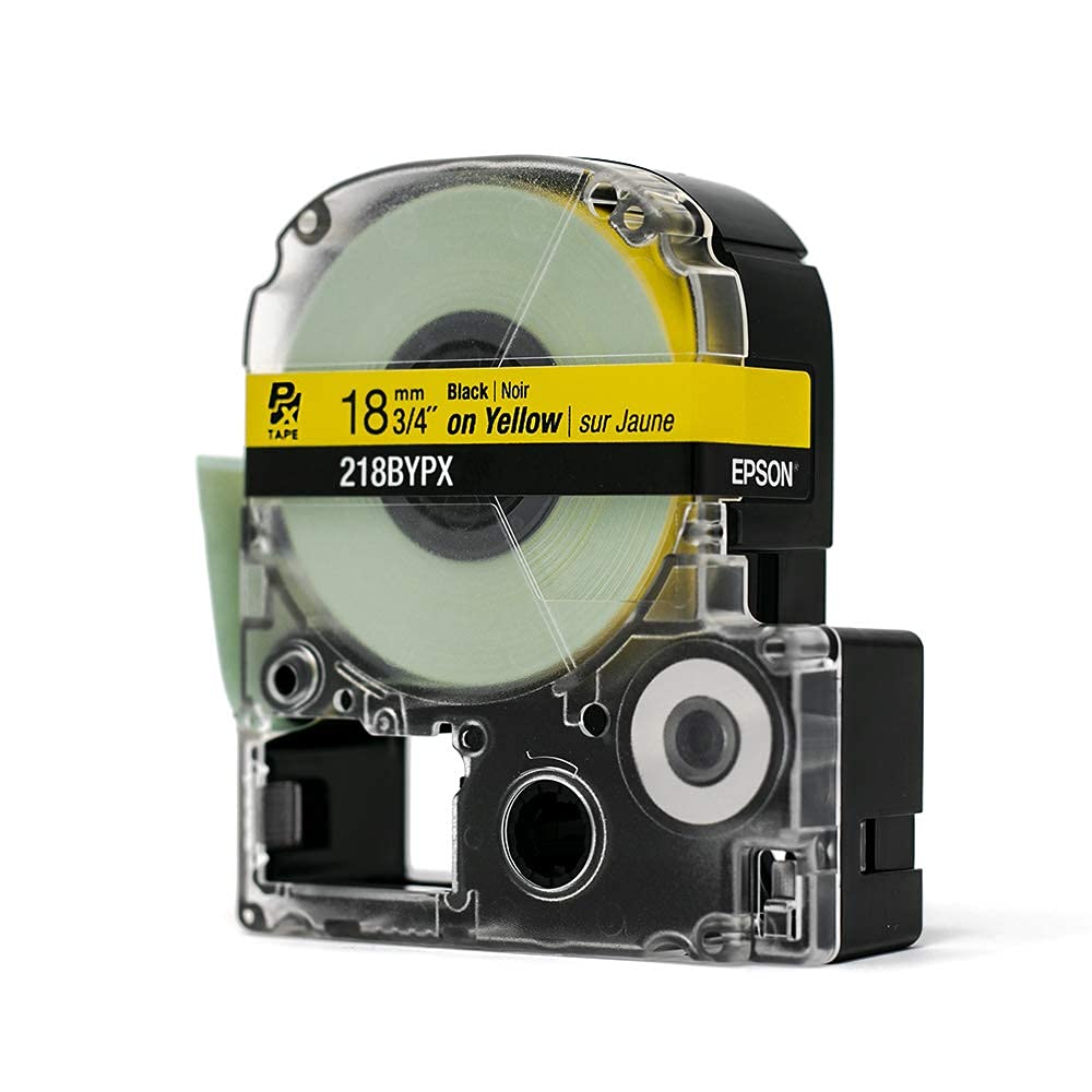 Epson LABELWORKS 218BYPX Label Tape - Black on Yellow - 3/4" (18mm), 30ft