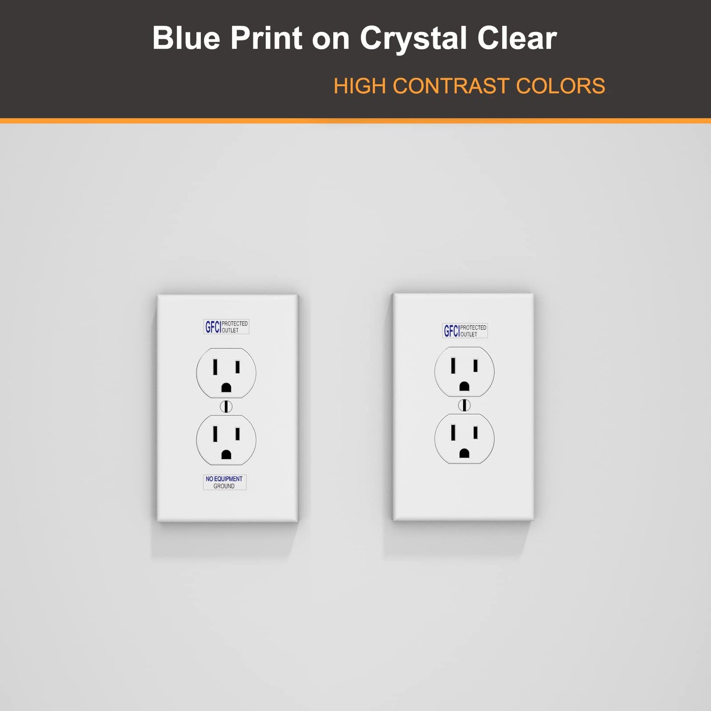 GFCI AFCI Protected Outlet Receptacle Plates Label Sticker Decal No Equipment Ground Blue Print On Clear remarking (96pcs 0.27" x 0.95")
