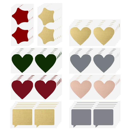 90 pcs Scratch Off Labels Stickers, CNYMANY 3-inch Self-Adhesive Peel and Stick DIY Labels for Scrapbook Games Party Gift Postcard - Heart, Dialog, Star Shape Style a